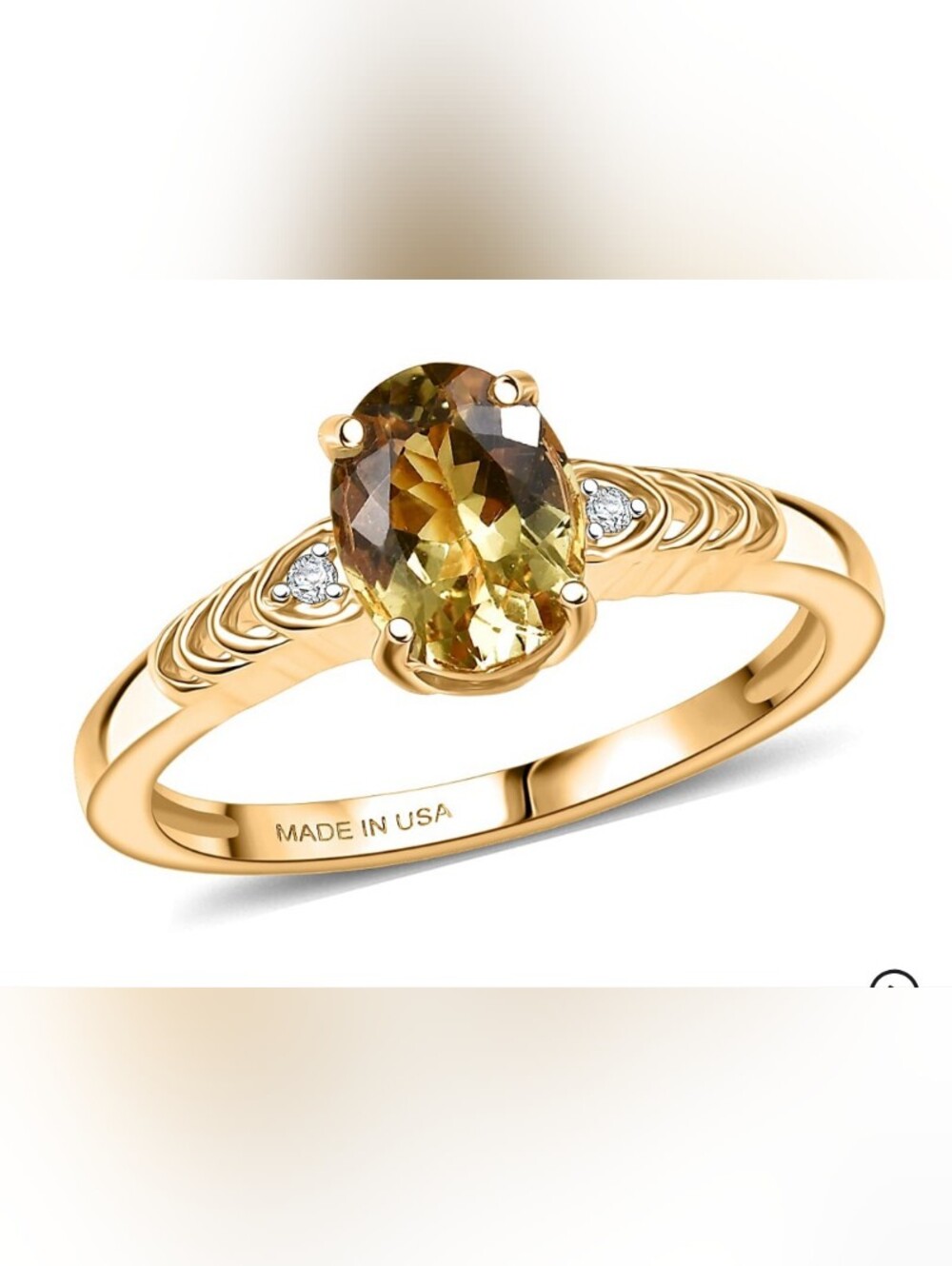 Golden Apatite Oval Gemstone and Diamond Accents